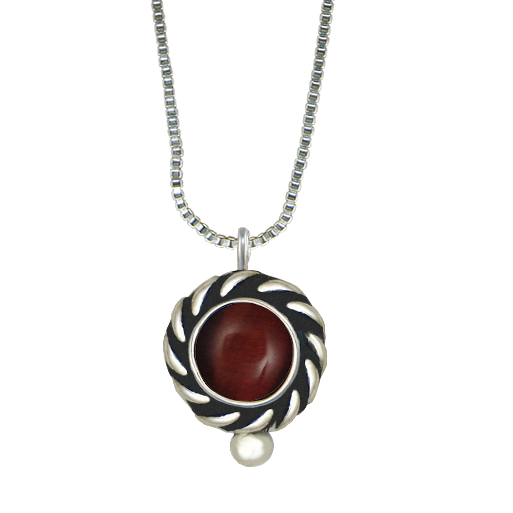 Sterling Silver Little Red Tiger Eye Pendant Necklace